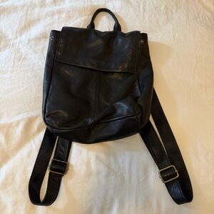 Black and Tan Leather Backpack